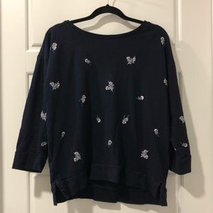 LOFT Quarter Sleeve Embroidered Sweater